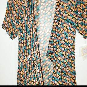 Lularoe SIlky chiffon Shirley Kimono Geometric S NWT